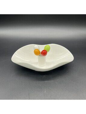 Serving Dish Appetizer Snack Bowl Olive Picks Modern Ceramic White Uno Casa